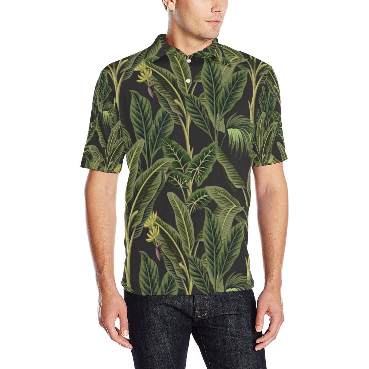 Banana Leaf Pattern Print Design Bl04 Men Polo Shirt Banana Leaf Pattern Print Design Bl04 Men Polo Shirt