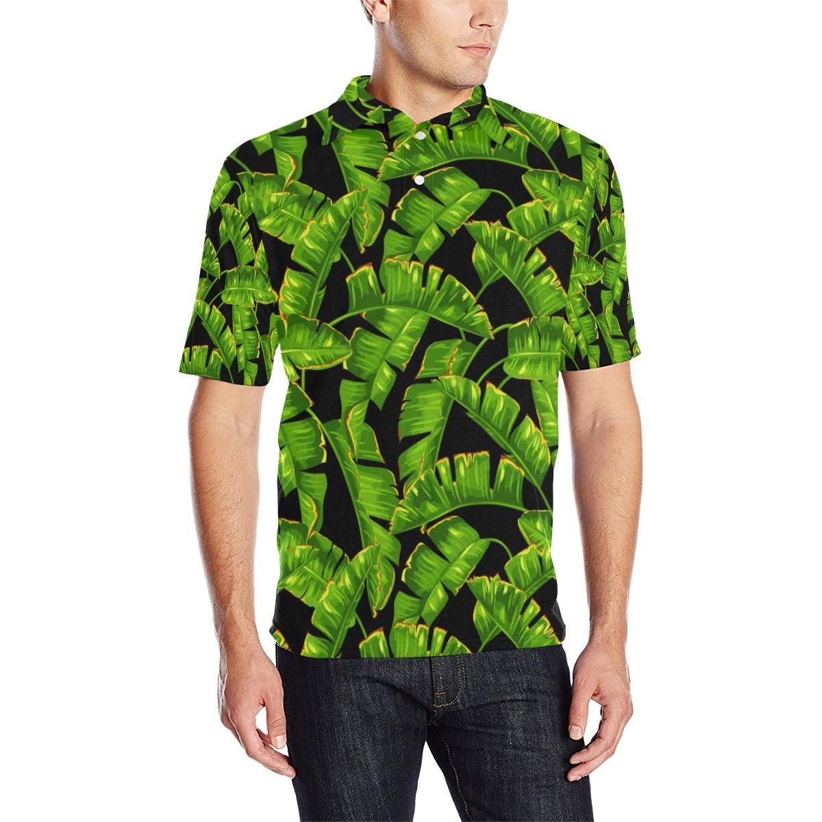 Banana Leaf Pattern Print Design Bl06 Men Polo Shirt Banana Leaf Pattern Print Design Bl06 Men Polo Shirt