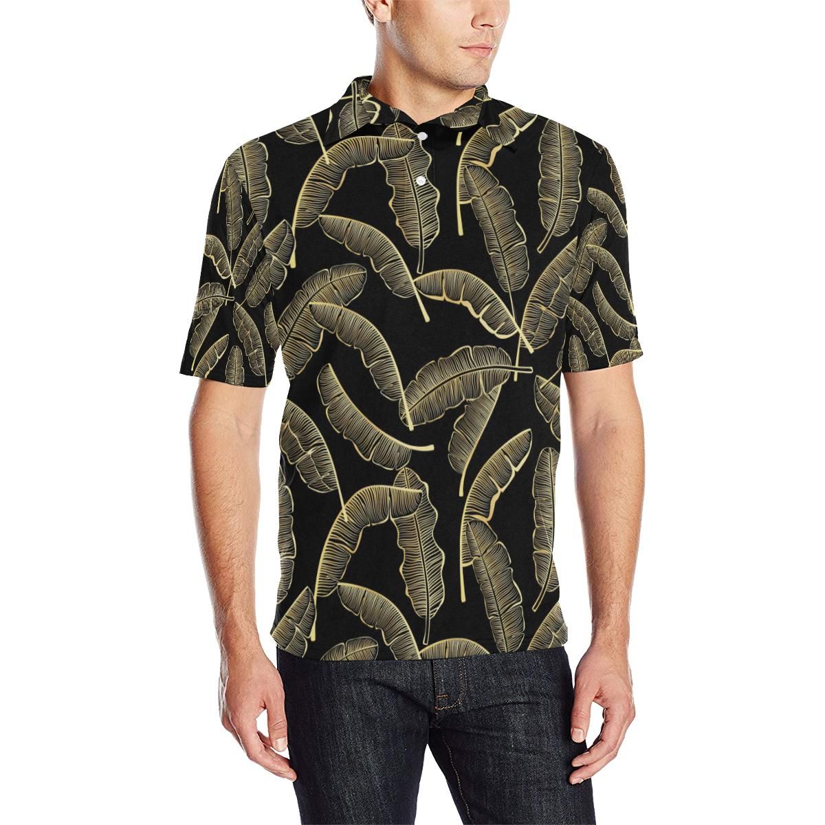 Banana Leaf Pattern Print Design Bl07 Men Polo Shirt Banana Leaf Pattern Print Design Bl07 Men Polo Shirt