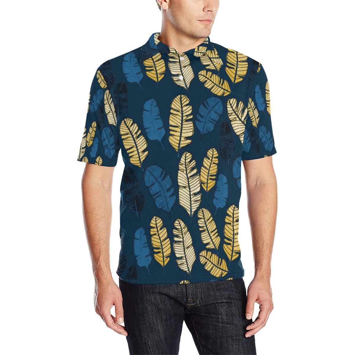 Banana Leaf Pattern Print Design Bl09 Men Polo Shirt Banana Leaf Pattern Print Design Bl09 Men Polo Shirt