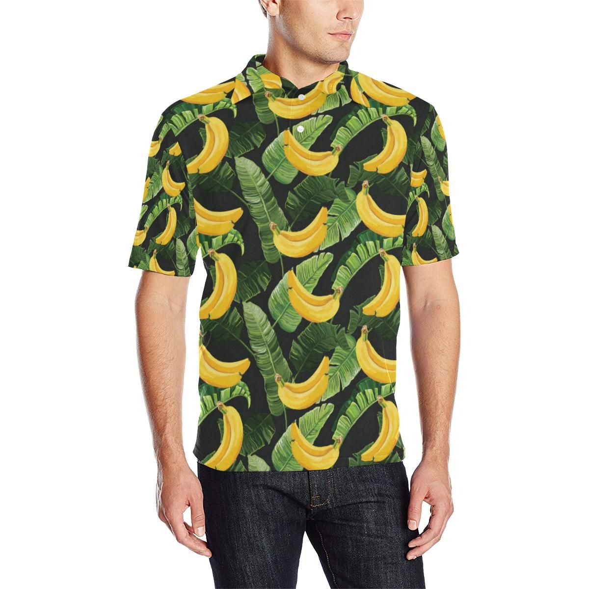 Banana Pattern Print Design Ba01 Men Polo Shirt Banana Pattern Print Design Ba01 Men Polo Shirt