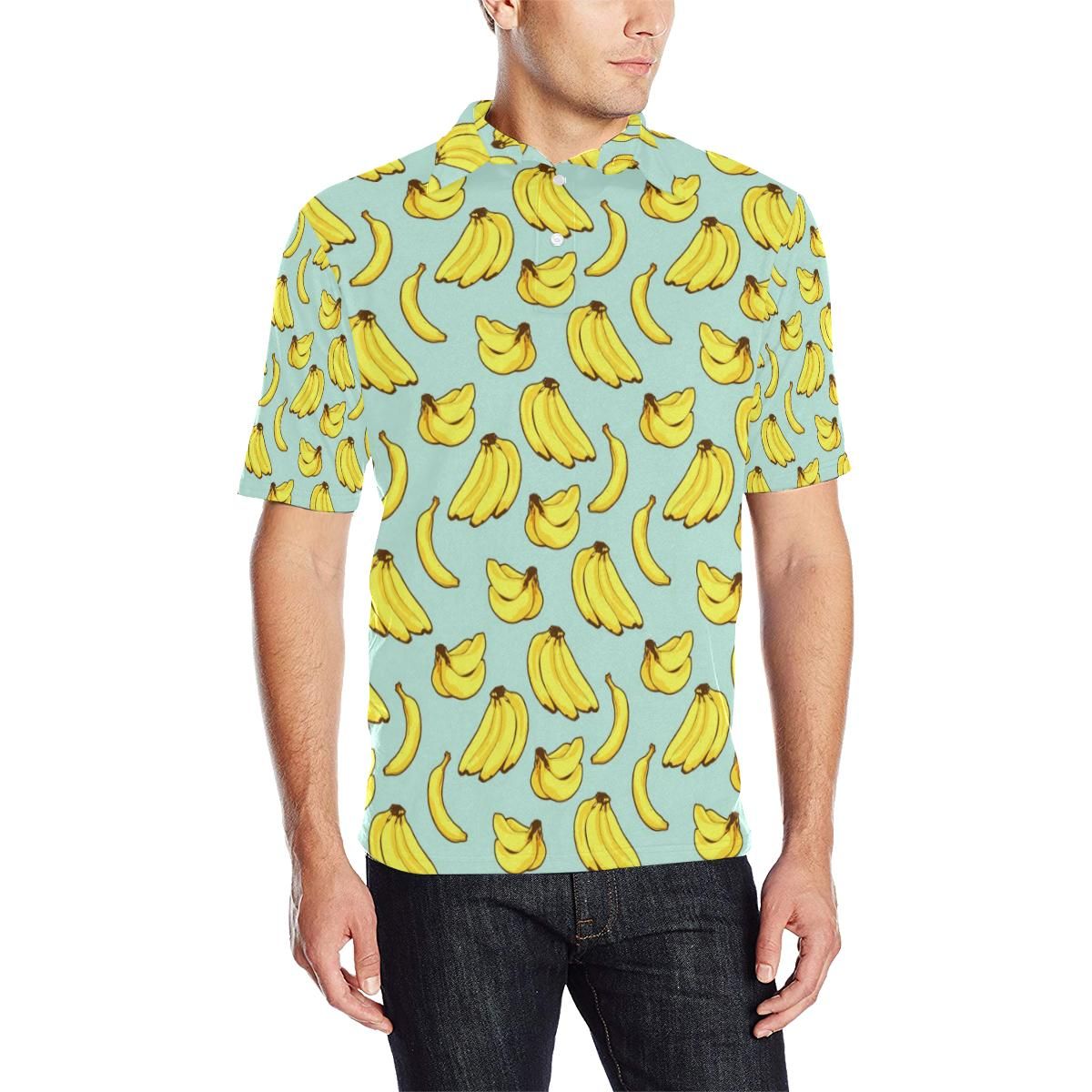 Banana Pattern Print Design Ba04 Men Polo Shirt Banana Pattern Print Design Ba04 Men Polo Shirt
