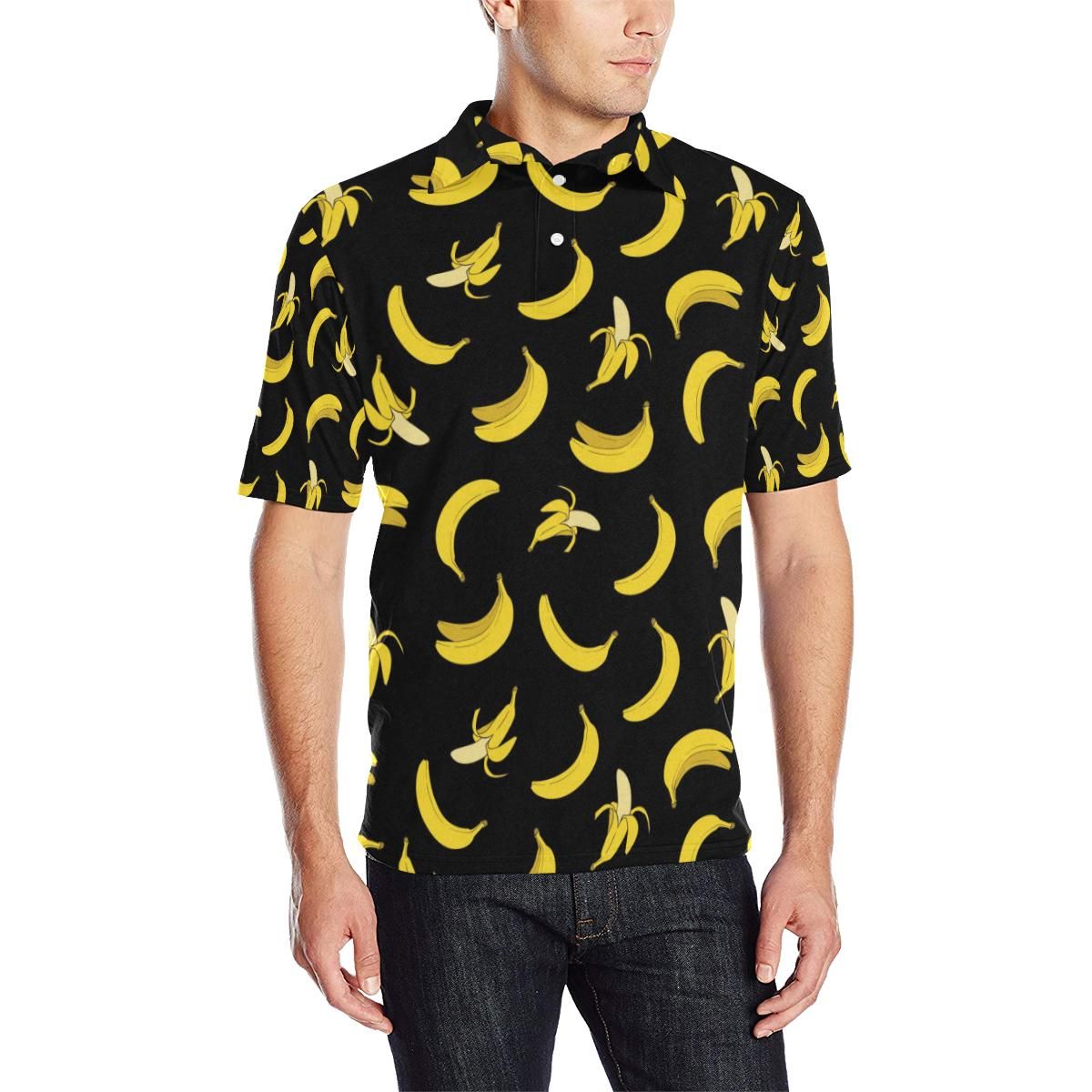 Banana Pattern Print Design Ba05 Men Polo Shirt Banana Pattern Print Design Ba05 Men Polo Shirt