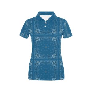 Bandana Blue Print Design Lks301 Women'S Polo Shirt