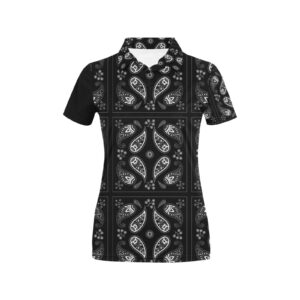 Bandana Paisley Black Print Design Lks308 Women'S Polo Shirt