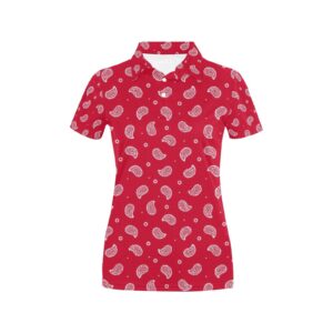 Bandana Red Paisley Print Design Lks305 Women'S Polo Shirt