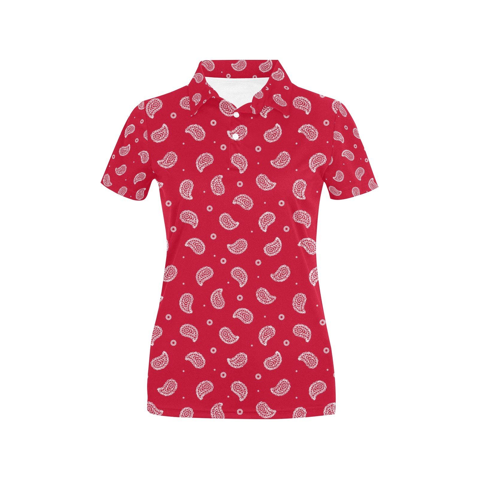 Bandana Red Paisley Print Design Lks305 Women'S Polo Shirt Bandana Red Paisley Print Design Lks305 Women'S Polo Shirt