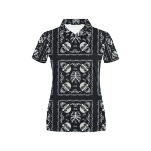 Bandana Skull Black White Print Design Lks306 Women'S Polo Shirt
