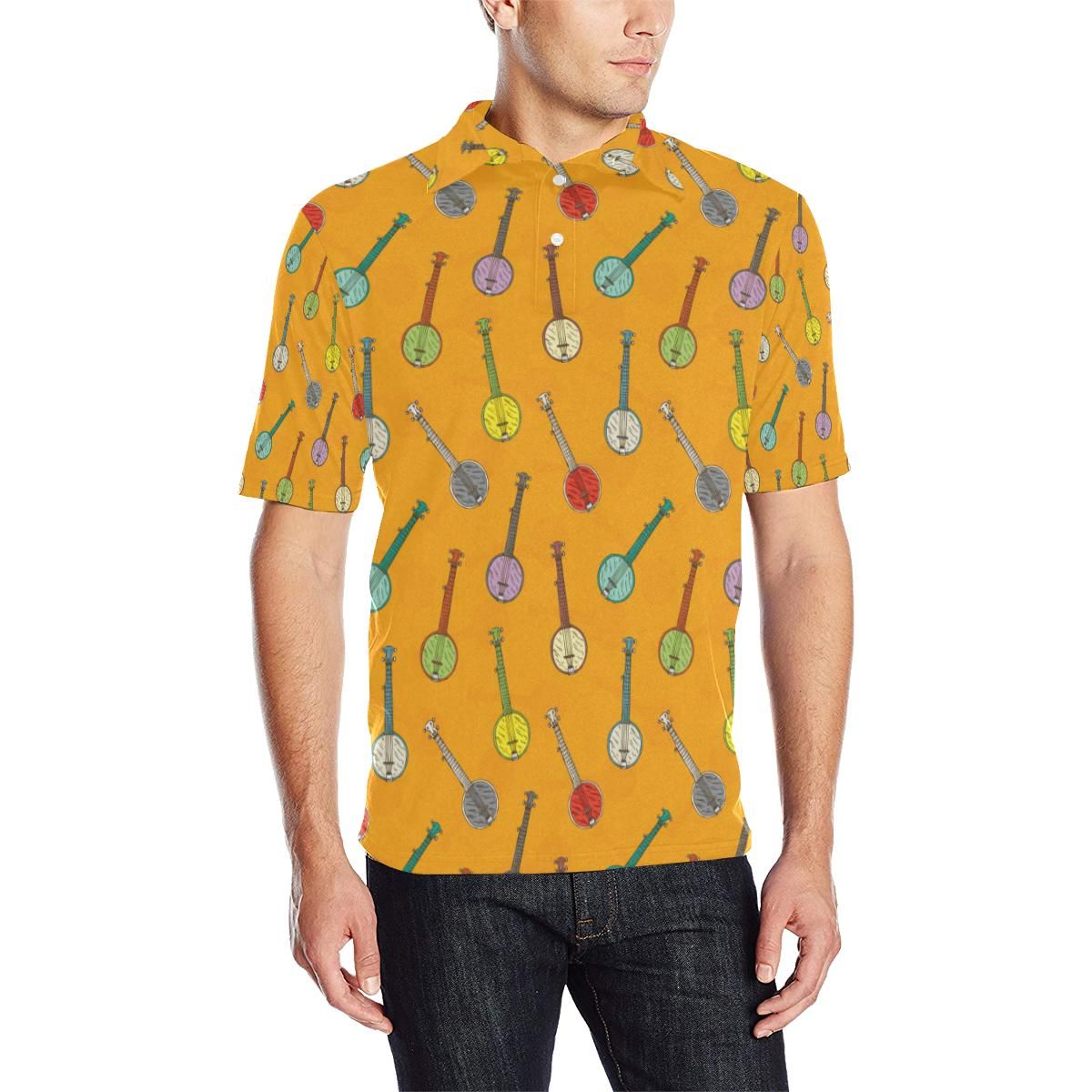 Banjo Pattern Print Design 02 Men Polo Shirt Banjo Pattern Print Design 02 Men Polo Shirt