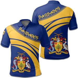 Barbados Coat Of Arms Polo Shirt Cricket Style J5W