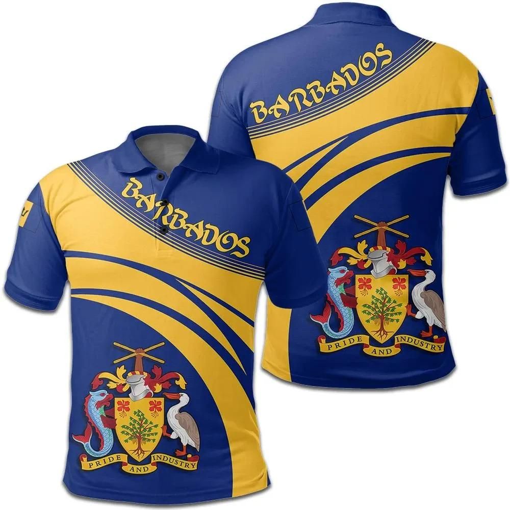 Barbados Coat Of Arms Polo Shirt Cricket Style J5W Barbados Coat Of Arms Polo Shirt Cricket Style J5W