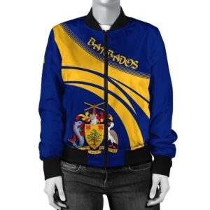 Barbados Coat Of Arms Women Bomber Jacket Cricket Bomber Jacket