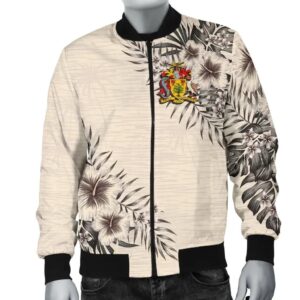 Barbados Men's Bomber Jacket - The Beige Hibiscus A7 Bomber Jacket