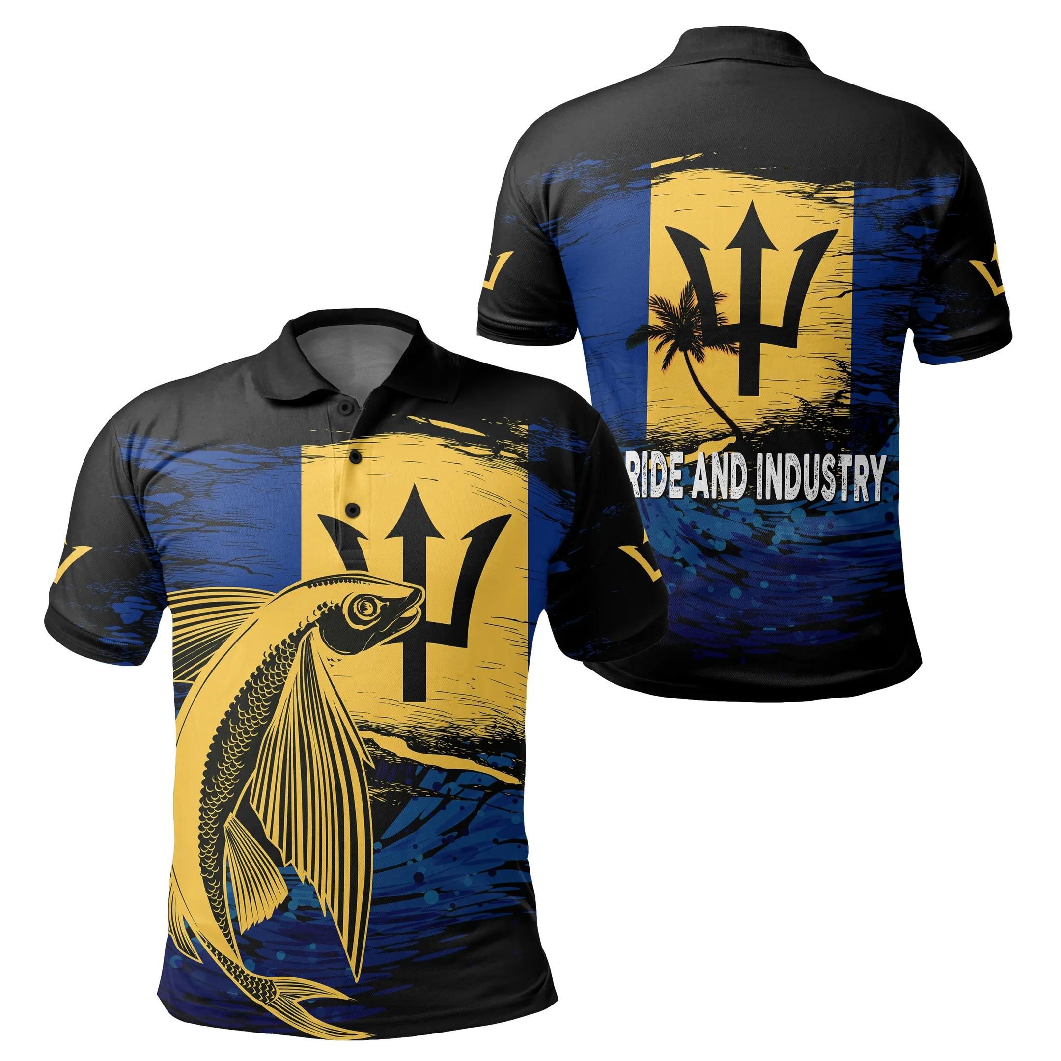 Barbados Men's Polo Shirt - Flying Fish J0 Barbados Men's Polo Shirt - Flying Fish J0