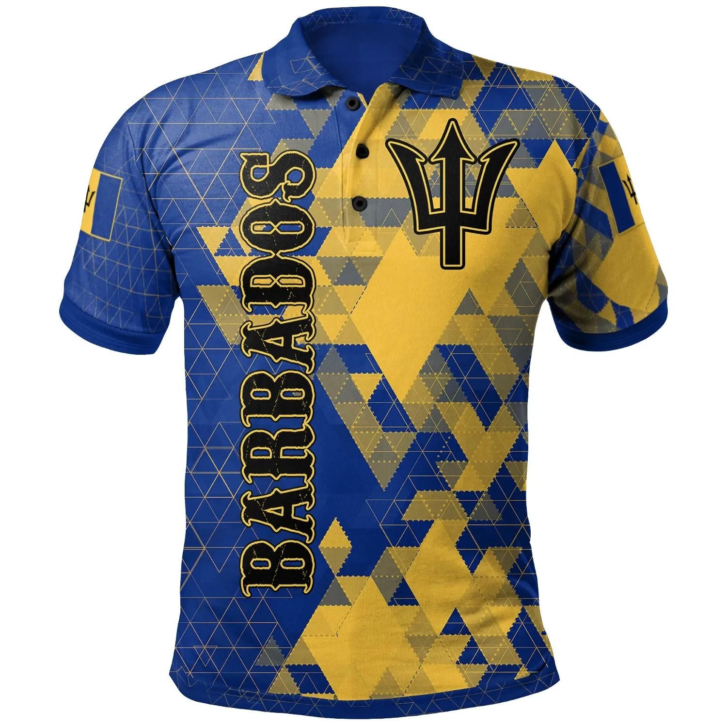 Barbados Polo Shirt - National Flag Polygon Style - BN15 Barbados Polo Shirt - National Flag Polygon Style - BN15