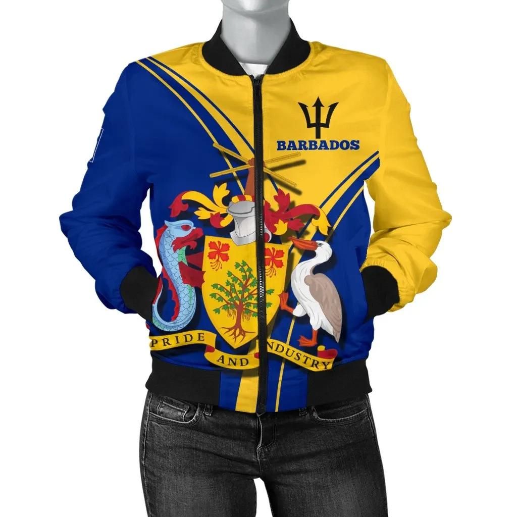 Barbados Women's Bomber Jacket - Barbados Coat of Arms & Flag - BN22 Bomber Jacket Barbados Women's Bomber Jacket - Barbados Coat of Arms & Flag - BN22 Bomber Jacket