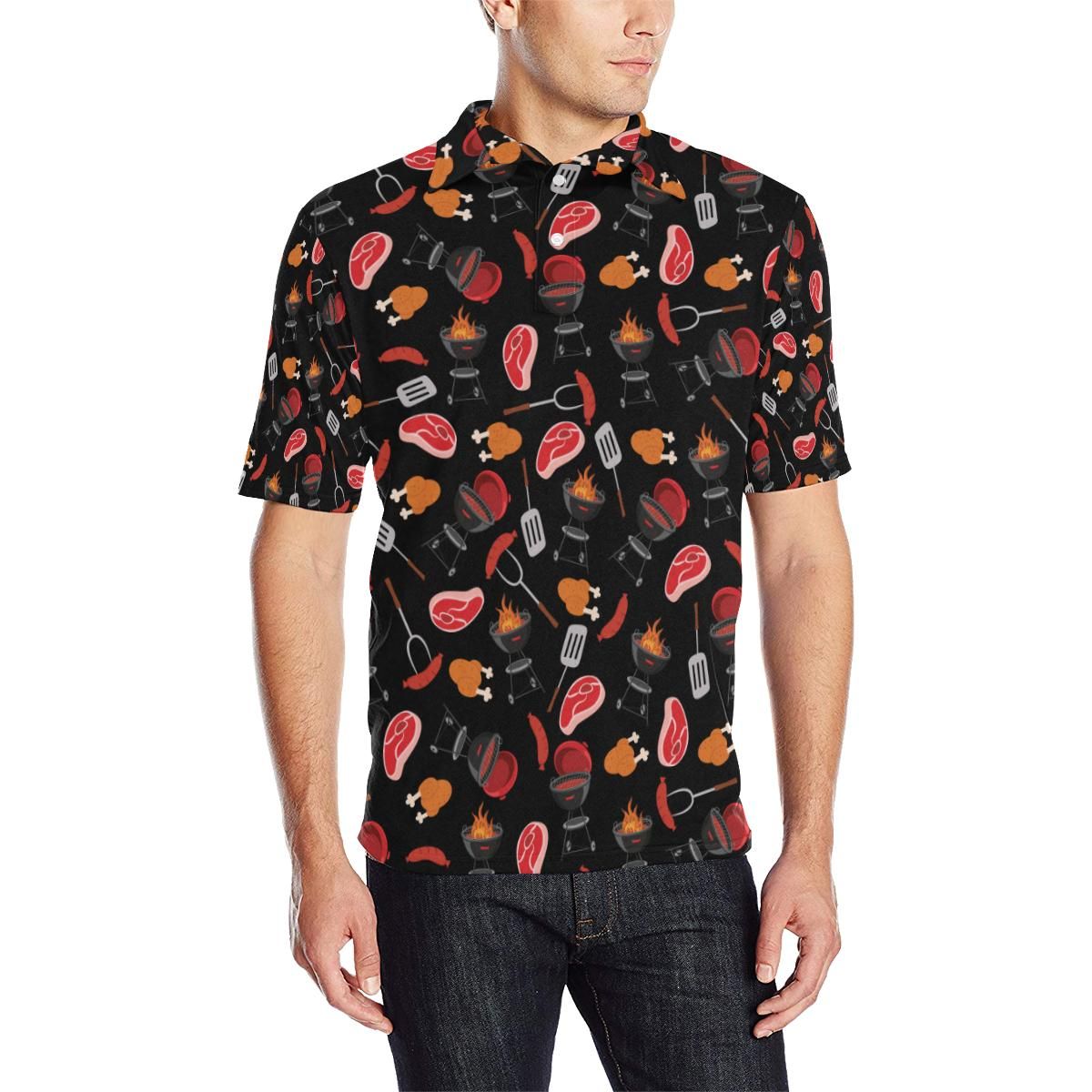 Barbecue Pattern Print Design 04 Men Polo Shirt Barbecue Pattern Print Design 04 Men Polo Shirt