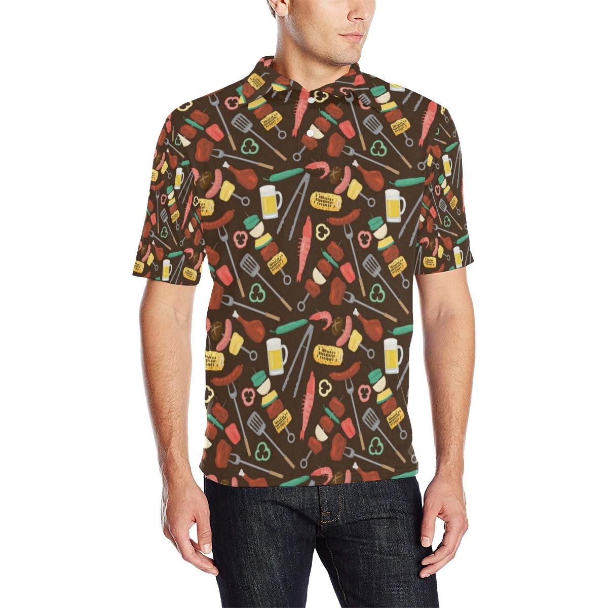 Barbecue Pattern Print Design 05 Men Polo Shirt Barbecue Pattern Print Design 05 Men Polo Shirt