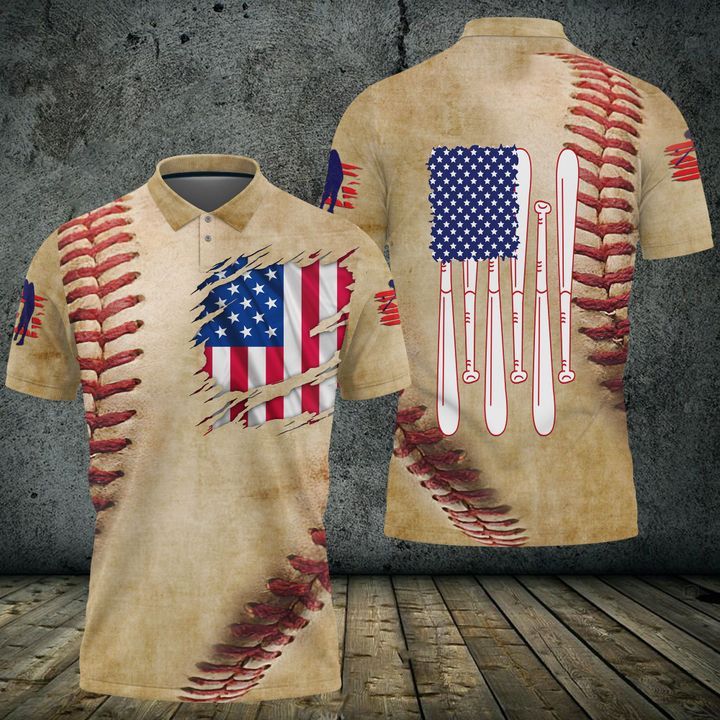Baseball Ball American Flag 3D All Over Printed Polo Shirt Baseball Ball American Flag 3D All Over Printed Polo Shirt