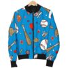 Baseball Pattern Print Women Casual Bomber Jacket
