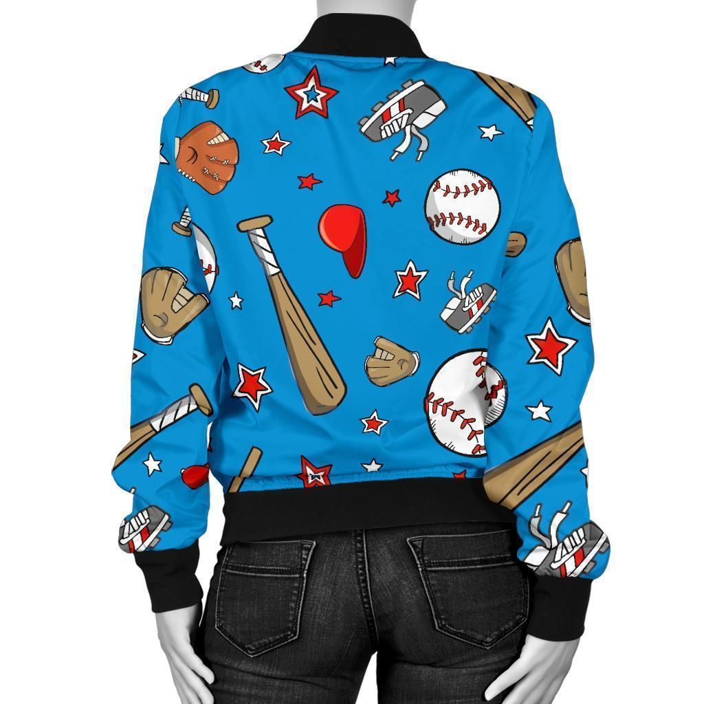 Baseball-Pattern-Print-Women-Casual-Bomber-Jacket-2