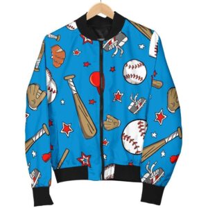 Baseball Pattern Print Women Casual Bomber Jacket