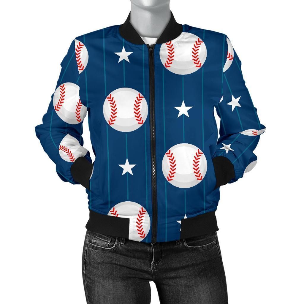 Baseball-Star-Pattern-Print-Women-Casual-Bomber-Jacket-1