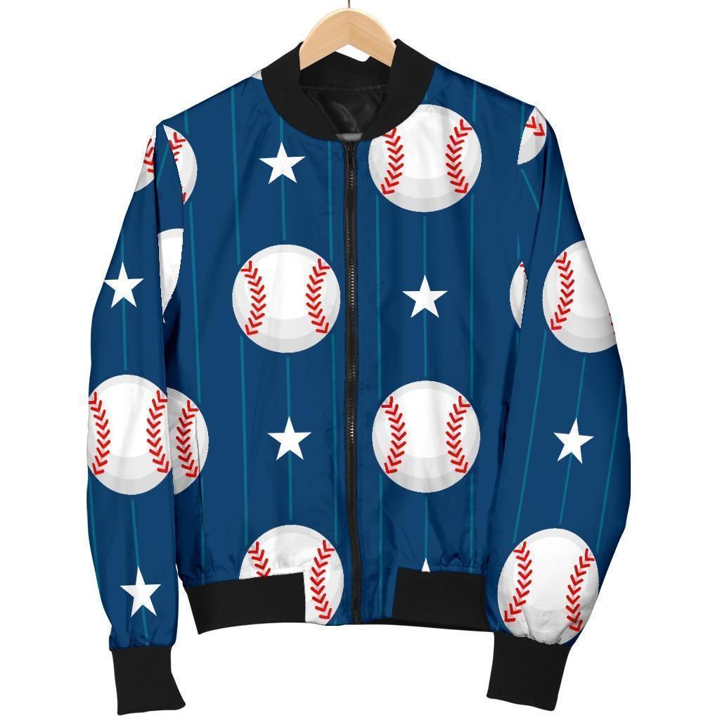 Baseball Star Pattern Print Women Casual Bomber Jacket Baseball Star Pattern Print Women Casual Bomber Jacket