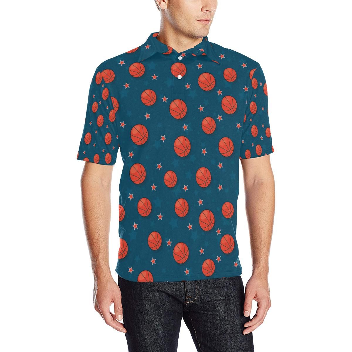 Basketball Pattern Print Design 02 Men Polo Shirt Basketball Pattern Print Design 02 Men Polo Shirt