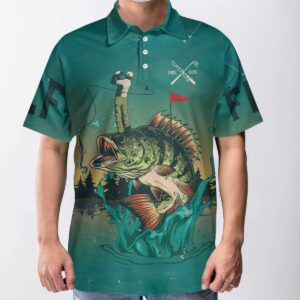 Bass Fishing And Golfing Golfer Fisherman American Angler Polo Shirt #V