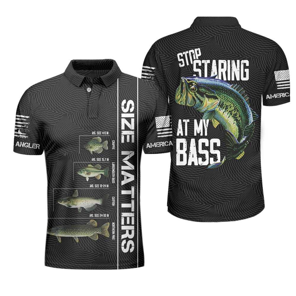 Bass Fishing Funny American Angler Polo Shirt #V Bass Fishing Funny American Angler Polo Shirt #V
