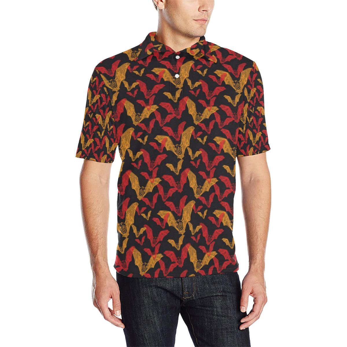 Bat Pattern Print Design 01 Men Polo Shirt Bat Pattern Print Design 01 Men Polo Shirt