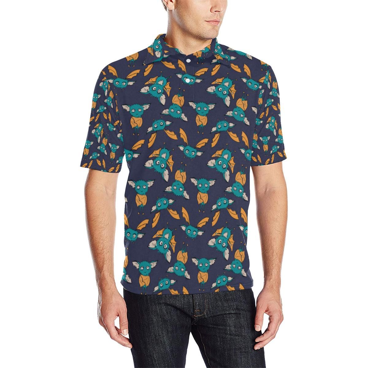 Bat Pattern Print Design 07 Men Polo Shirt Bat Pattern Print Design 07 Men Polo Shirt