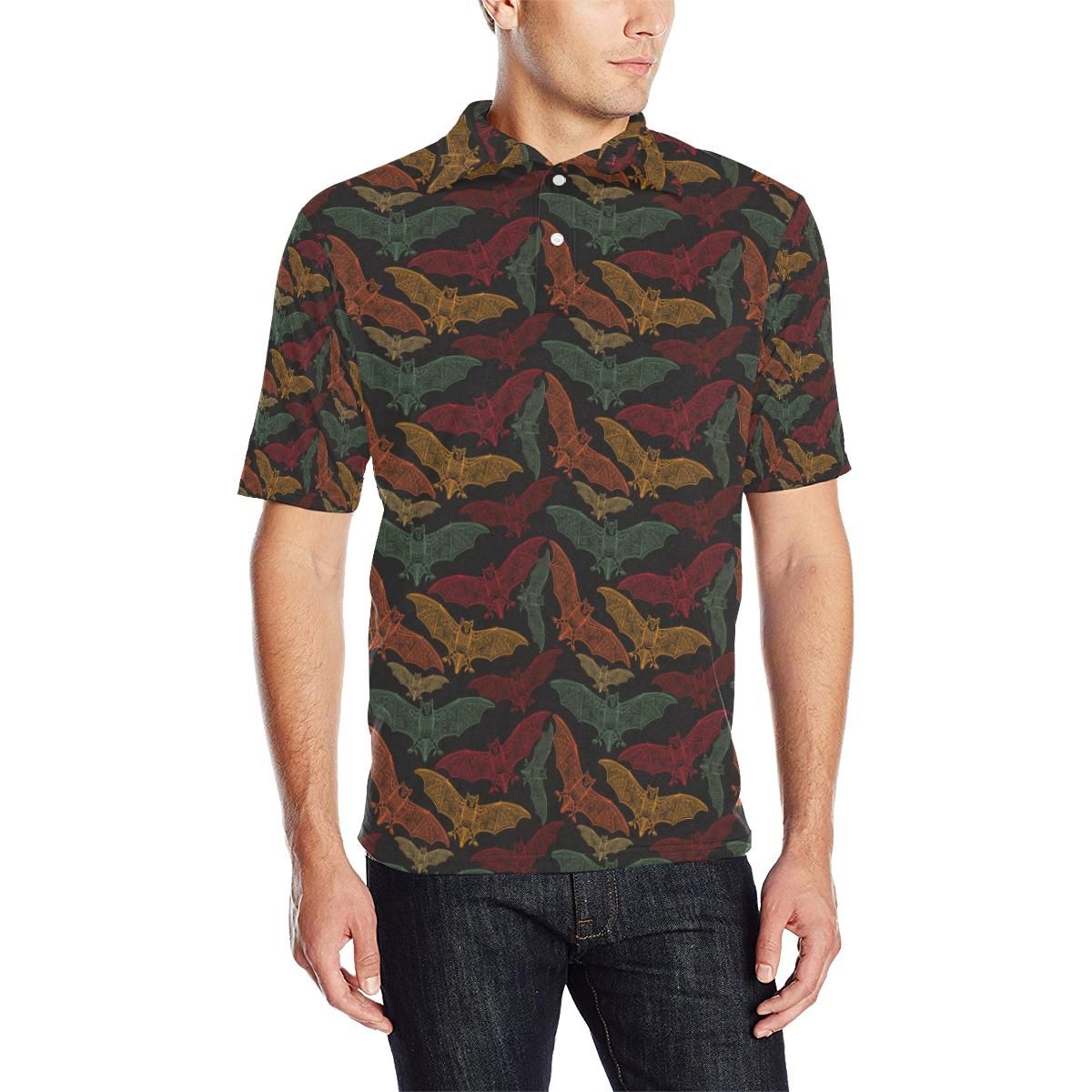 Bat Tribal Pattern Print Design 03 Men Polo Shirt Bat Tribal Pattern Print Design 03 Men Polo Shirt