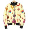 Beach Pattern Print Women Casual Bomber Jacket