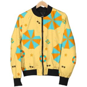 Beach Print Pattern Women Casual Bomber Jacket