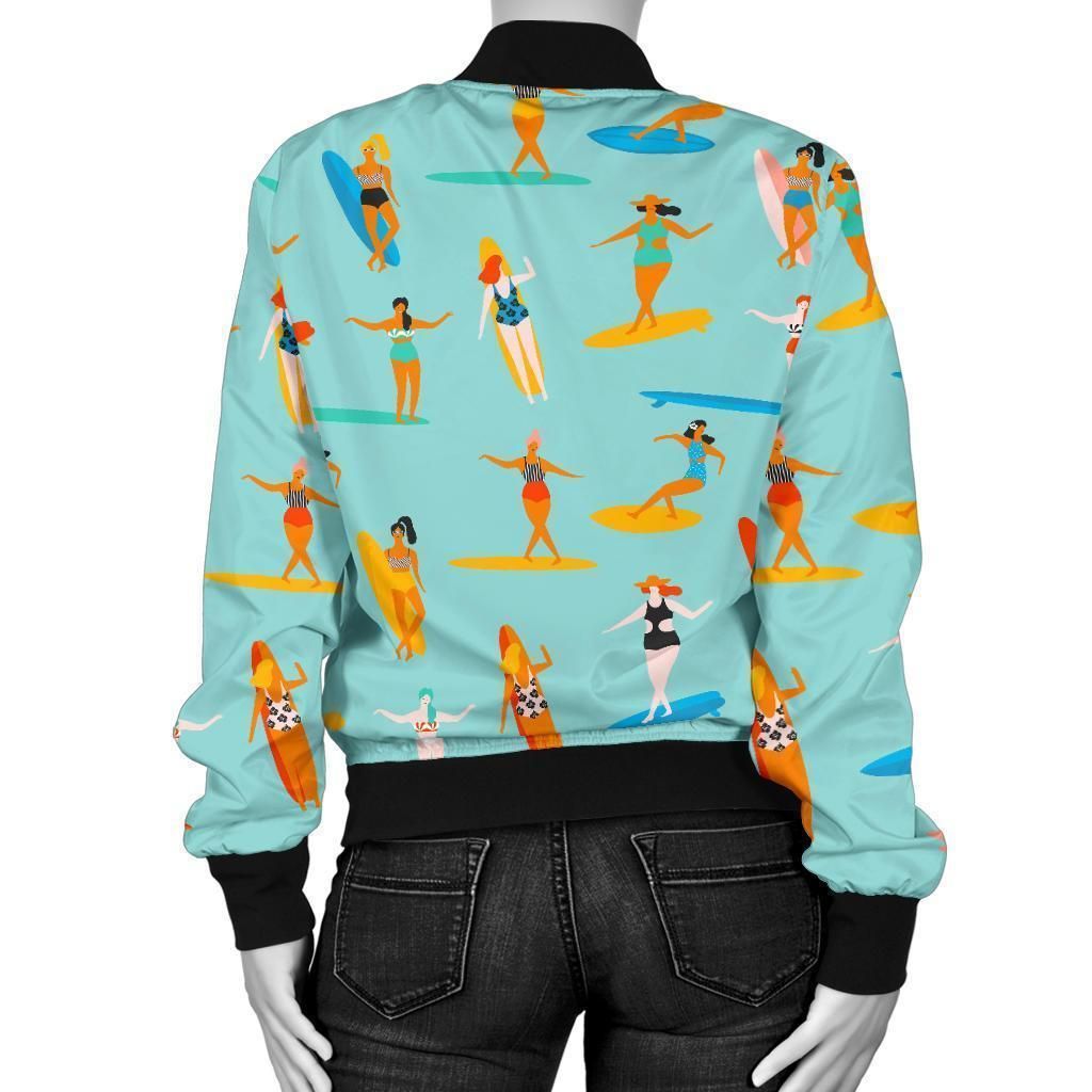 Beach-Surfing-Pattern-Print-Women-Casual-Bomber-Jacket-2