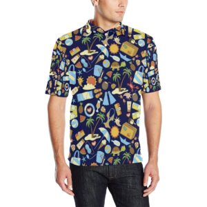 Beach Themed Pattern Print Design 04 Men Polo Shirt