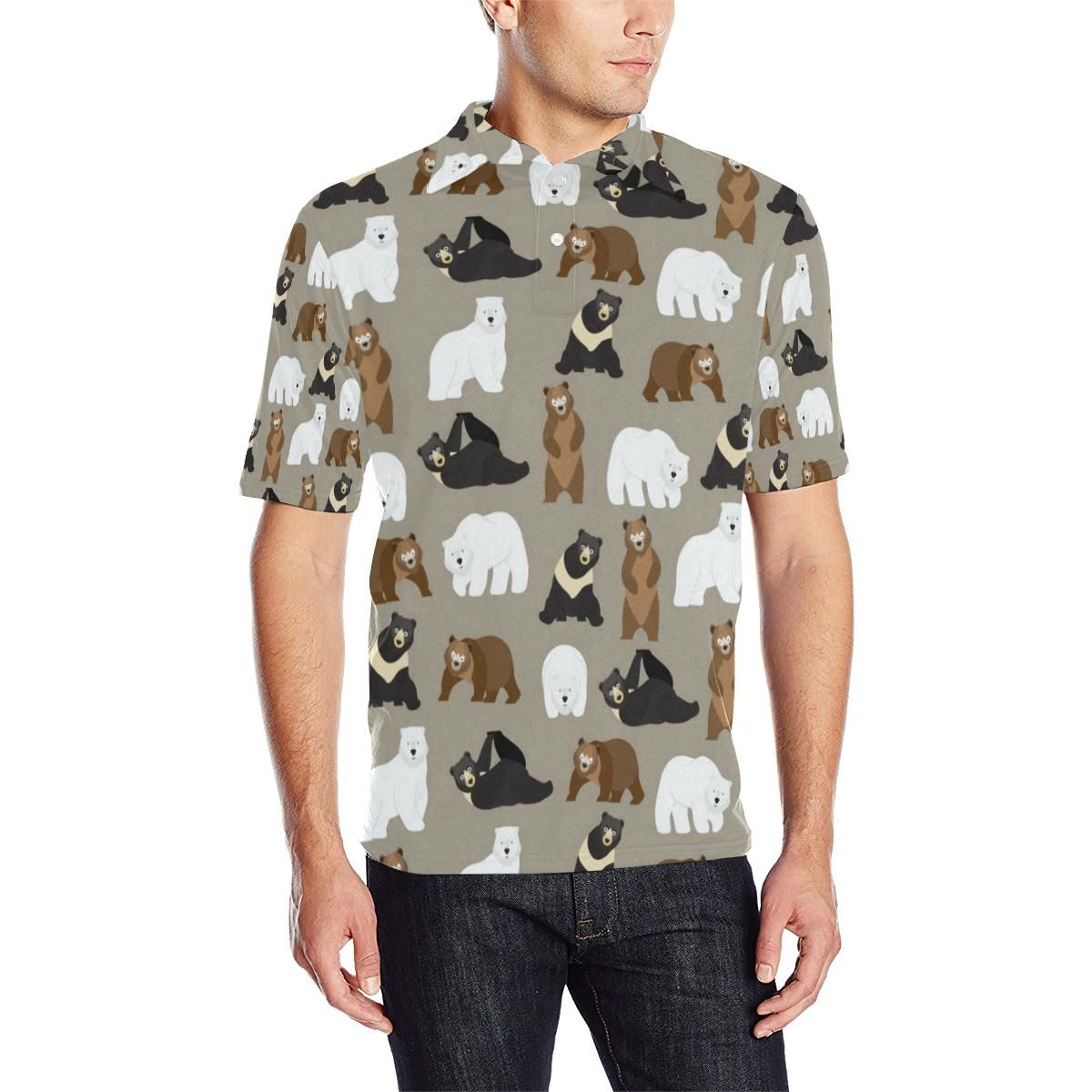 Bear Pattern Print Design Be03 Men Polo Shirt Bear Pattern Print Design Be03 Men Polo Shirt