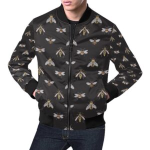 Bee Lovers Honey Gifts Pattern Print Mens Bomber Jacket