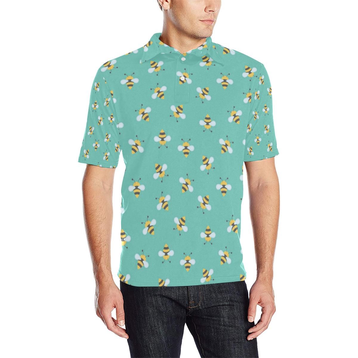 Bee Pattern Print Design 01 Men Polo Shirt Bee Pattern Print Design 01 Men Polo Shirt
