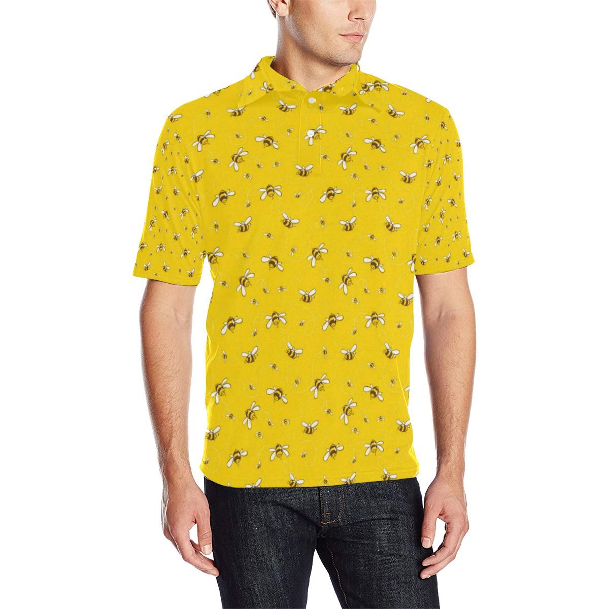 Bee Pattern Print Design 05 Men Polo Shirt Bee Pattern Print Design 05 Men Polo Shirt