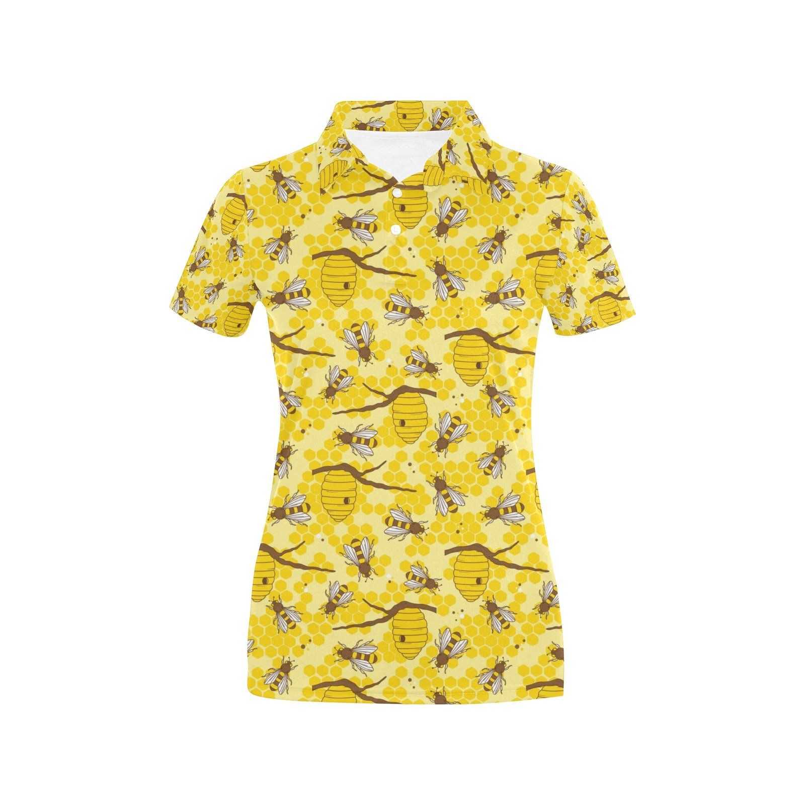 Bee With Honeycomb Print Design Lks302 Women'S Polo Shirt Bee With Honeycomb Print Design Lks302 Women'S Polo Shirt