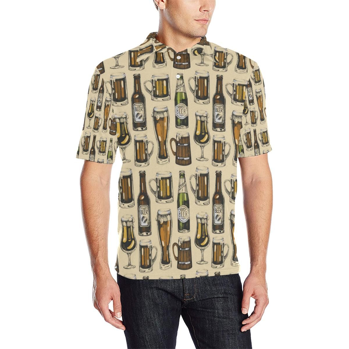 Beer Pattern Print Design 04 Men Polo Shirt Beer Pattern Print Design 04 Men Polo Shirt