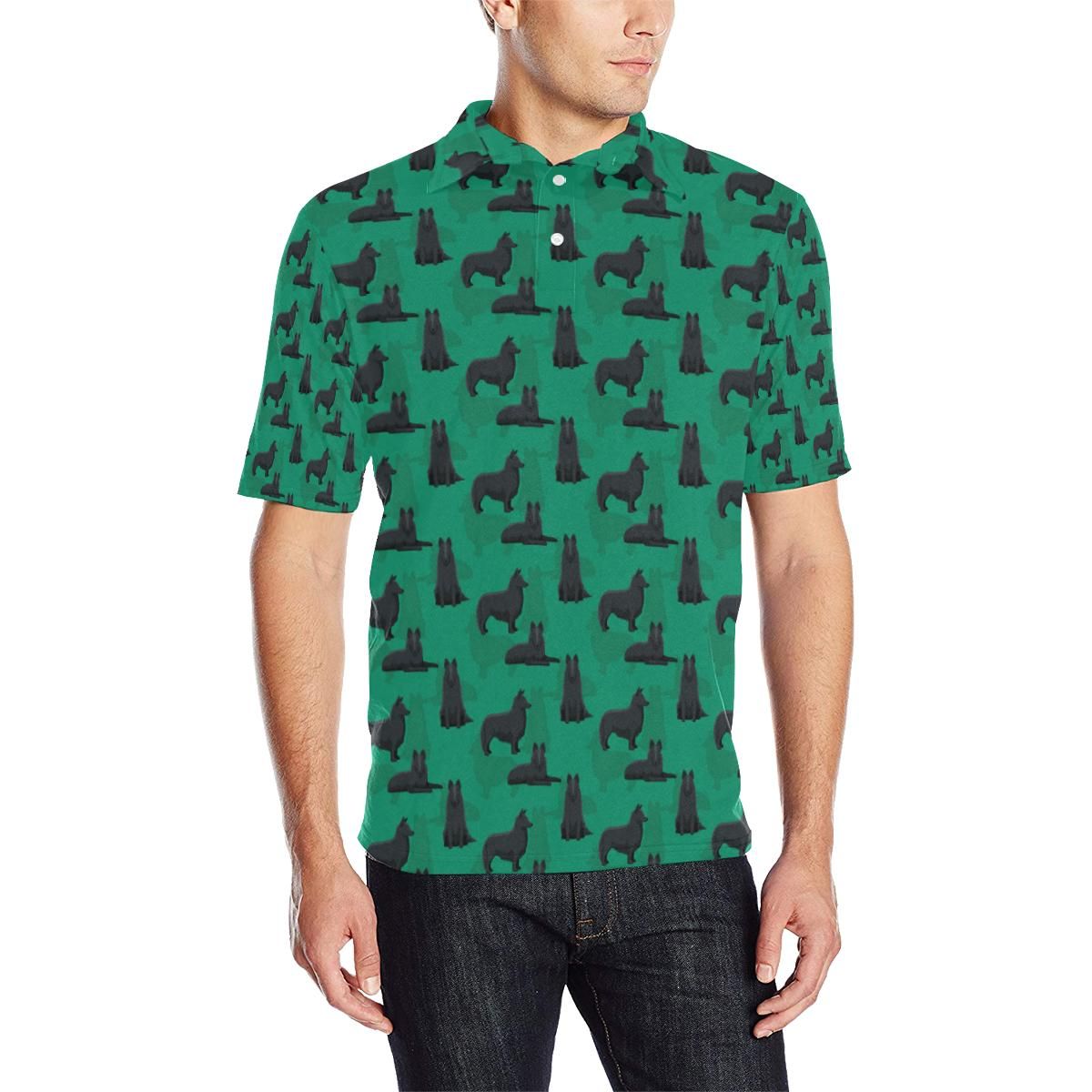 Belgian Sheepdog Pattern Print Design 01 Men Polo Shirt Belgian Sheepdog Pattern Print Design 01 Men Polo Shirt