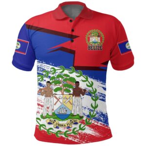 Belize Polo Shirt - Coat of Arms of Belize Flag A25