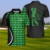 Best Dad By Par Golf Player Green Black Polo Shirt