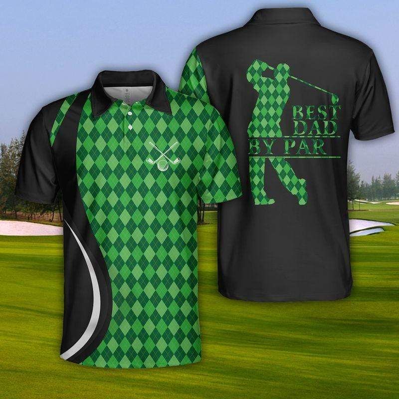 Best Dad By Par Golf Player Green Black Polo Shirt Best Dad By Par Golf Player Green Black Polo Shirt