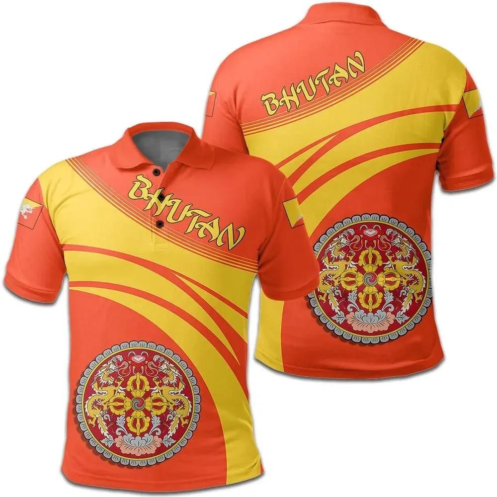 Bhutan Coat Of Arms Polo Shirt Cricket Style J5W Bhutan Coat Of Arms Polo Shirt Cricket Style J5W