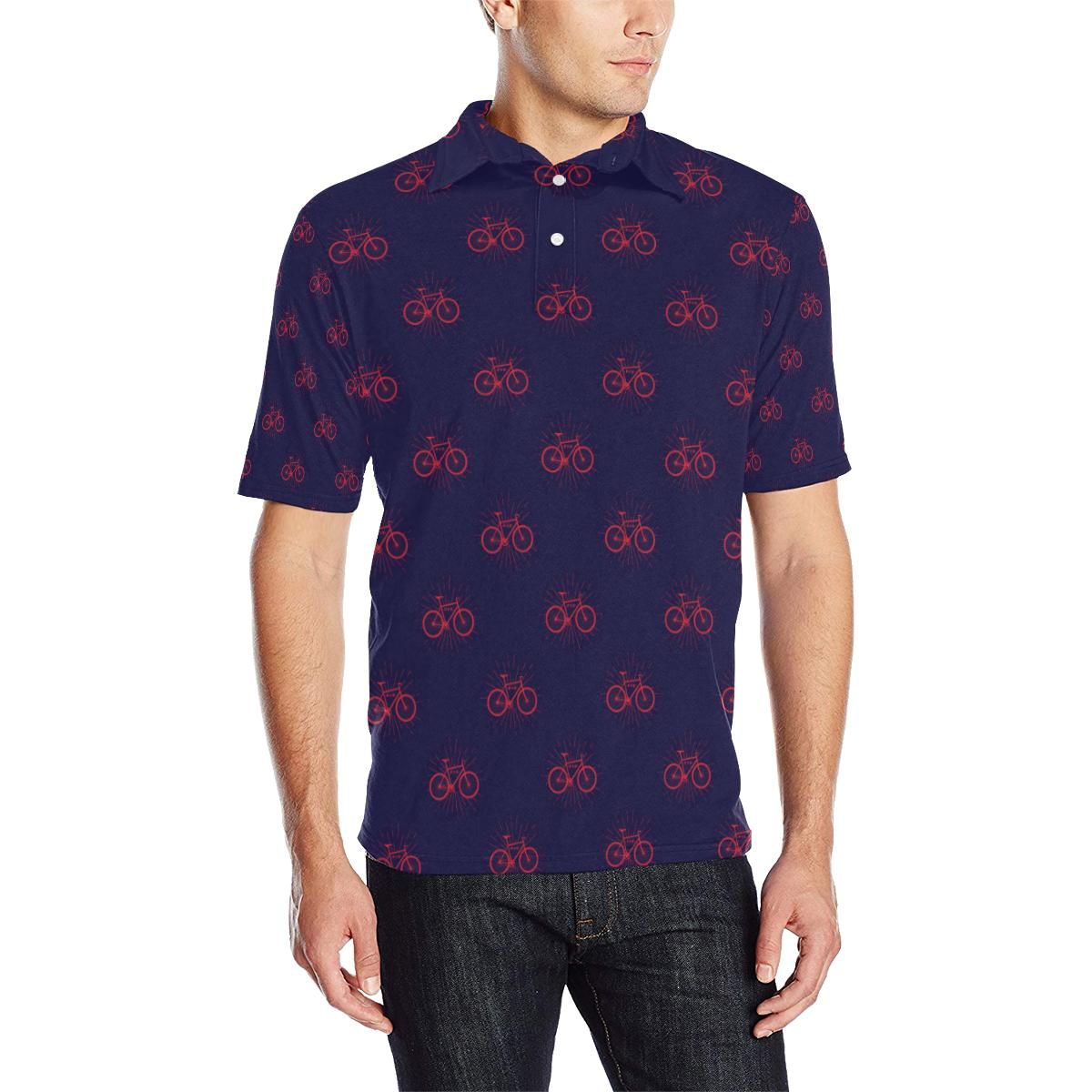 Bicycle Pattern Print Design 01 Men Polo Shirt Bicycle Pattern Print Design 01 Men Polo Shirt